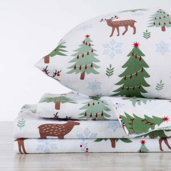 Freshfolds Premium Cotton Trees & Deer Winter Bed Sheet Set