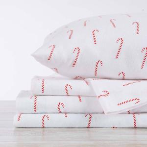 Freshfolds Premium Cotton Candy Cane Winter Bed Sheet Set