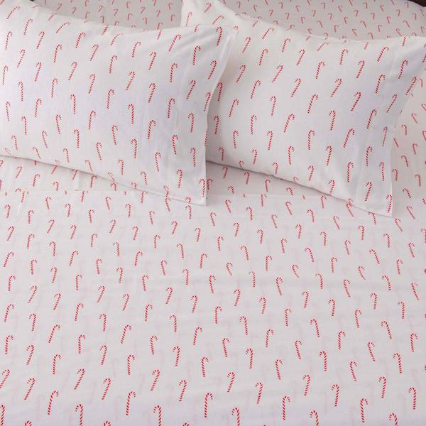 Freshfolds Premium Cotton Candy Cane Winter Bed Sheet Set alternate view