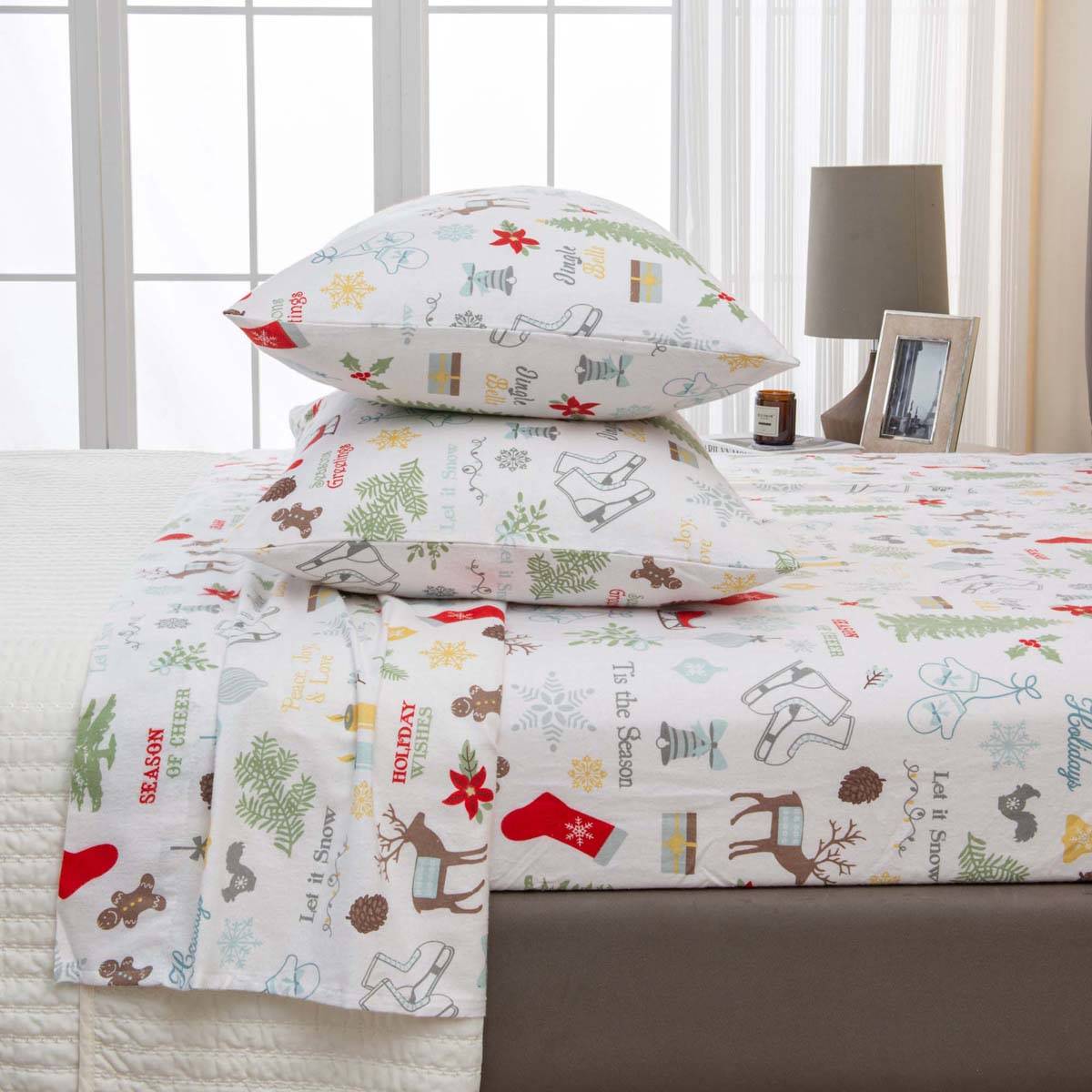 Freshfolds Cotton Holiday Time 4pc. Flannel Sheet Set