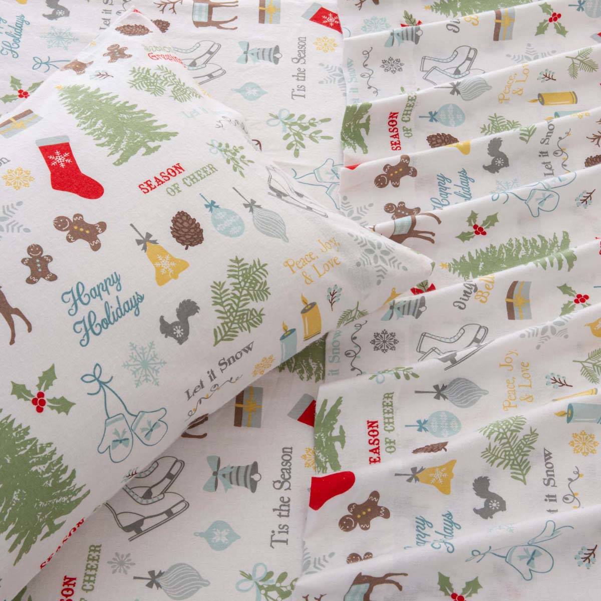 Freshfolds Cotton Holiday Time 4pc. Flannel Sheet Set