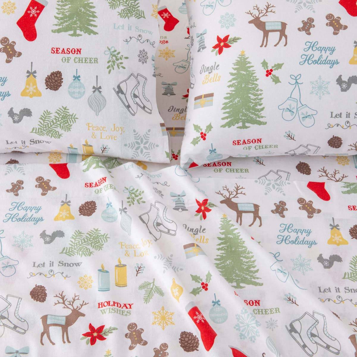 Freshfolds Cotton Holiday Time 4pc. Flannel Sheet Set