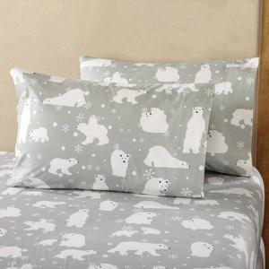 Freshfolds Cotton Grey Polar Bear Winter 4pc. Flannel Sheet Set alternate view