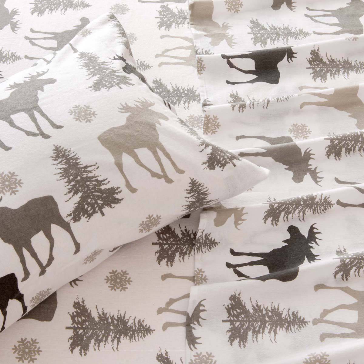 Freshfolds Cotton Moose Winter 4pc. Flannel Sheet Set