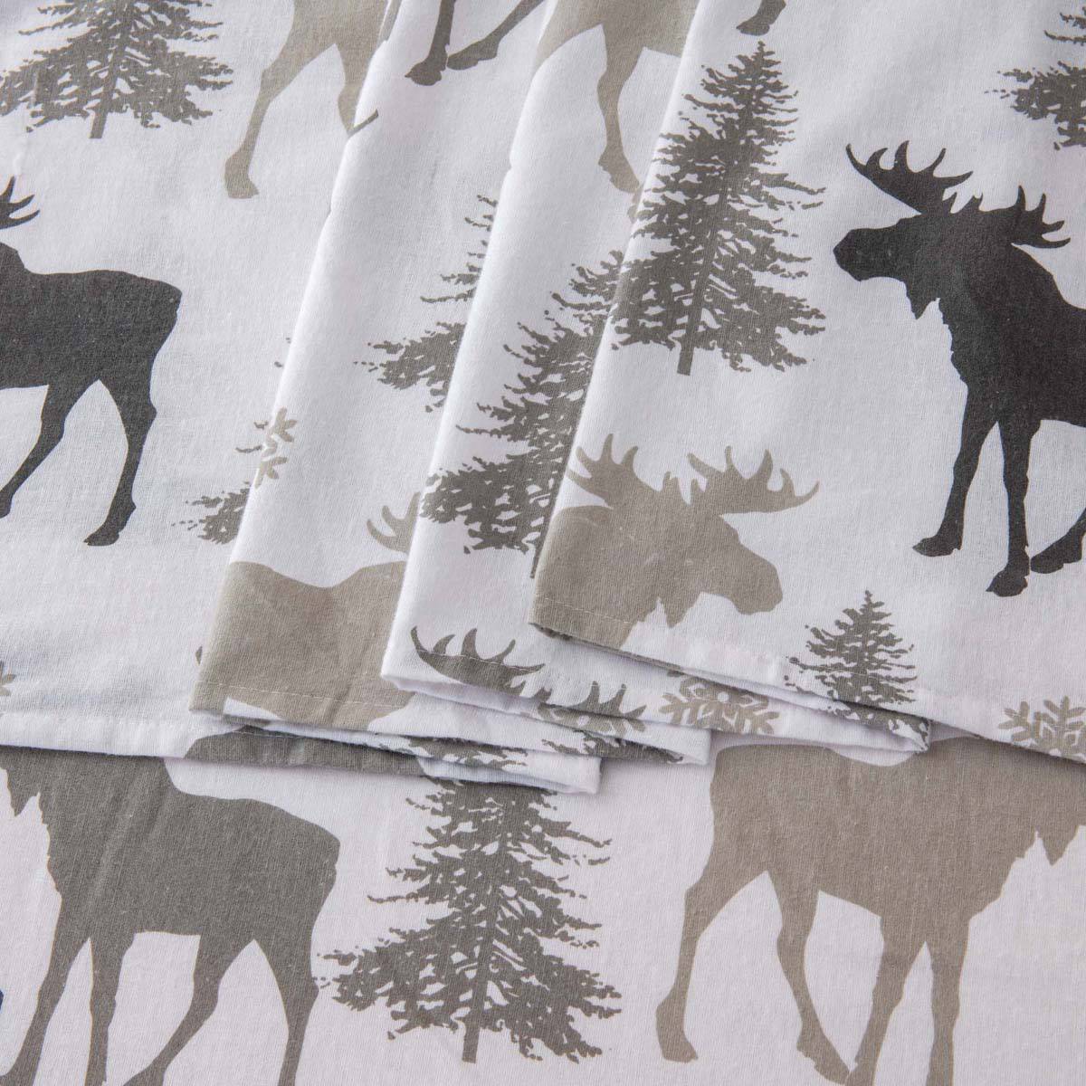 Freshfolds Cotton Moose Winter 4pc. Flannel Sheet Set