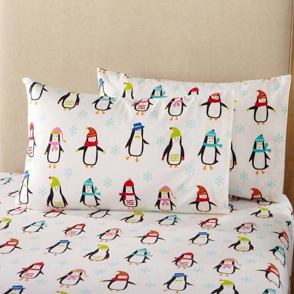 Freshfolds Cotton Penguins Winter 4pc. Flannel Sheet Set alternate view