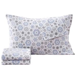 Freshfolds Cotton Snowflakes Winter 4pc. Flannel Sheet Set