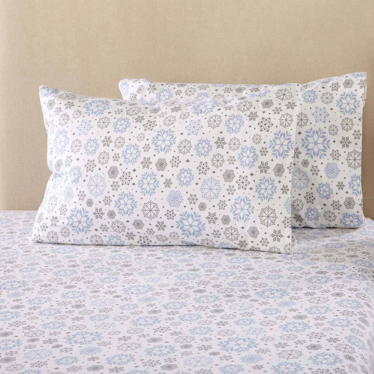 Freshfolds Cotton Snowflakes Winter 4pc. Flannel Sheet Set