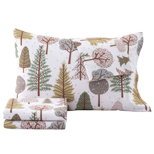 Freshfolds Cotton Snowy Forest Winter 4pc. Flannel Sheet Set