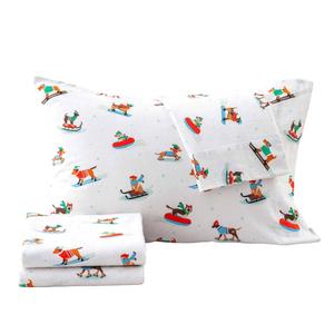 Freshfolds Cotton Outdoor Festive Dogs 4pc. Flannel Sheet Set