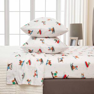 Freshfolds Cotton Outdoor Festive Dogs 4pc. Flannel Sheet Set alternate view