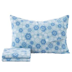 Freshfolds Cotton Blue Snowflake Winter 4pc. Flannel Sheet Set