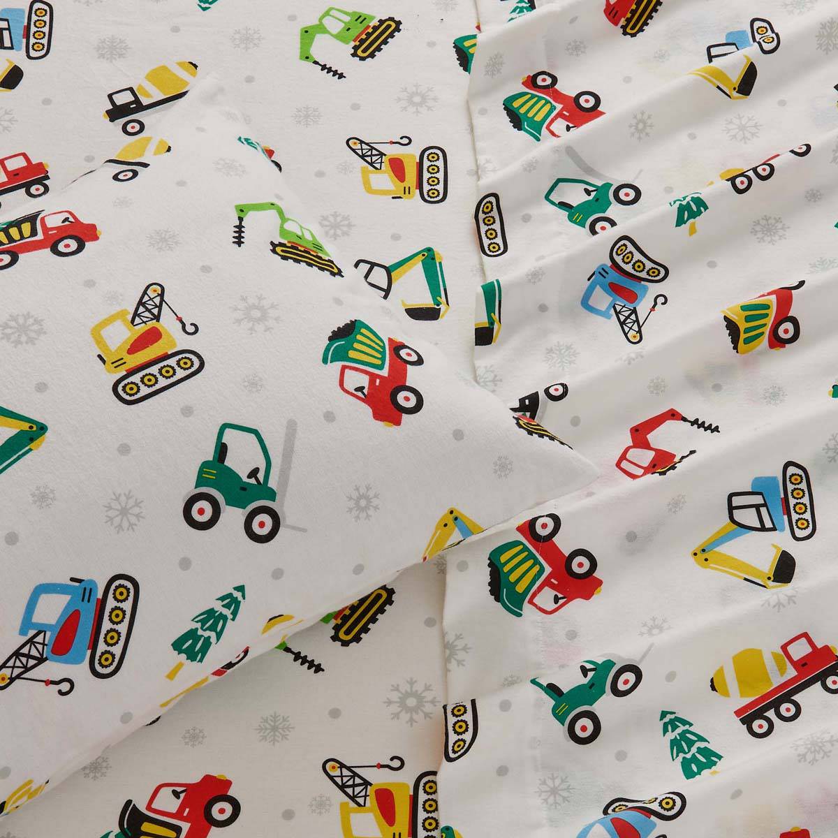 Freshfolds Cotton Christmas Toy Trucks 4pc. Flannel Sheet Set