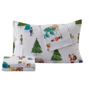 Freshfolds Cotton Santa & Friends Holiday 4pc. Flannel Sheet Set