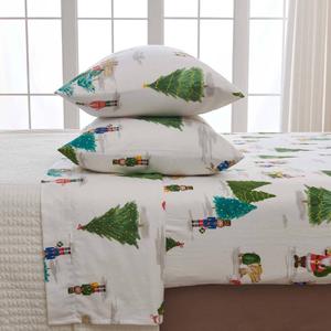 Freshfolds Cotton Santa & Friends Holiday 4pc. Flannel Sheet Set alternate view