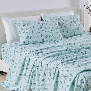 Freshfolds Turkish Cotton Snowy Botanical Flannel 4pc. Sheet Set