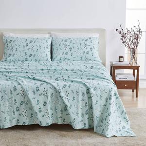 Freshfolds Turkish Cotton Snowy Botanical Flannel 4pc. Sheet Set alternate view