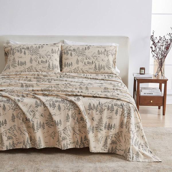 Freshfolds Cotton Bear Mountain Winter 4pc. Flannel Sheet Set