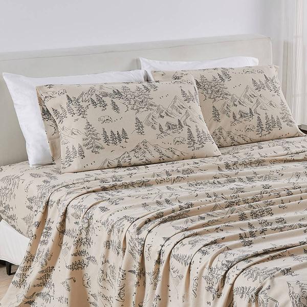 Freshfolds Cotton Bear Mountain Winter 4pc. Flannel Sheet Set alternate view