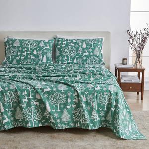 Freshfolds Premium Cotton Flannel Enchanted Woods 4pc. Sheet Set alternate view