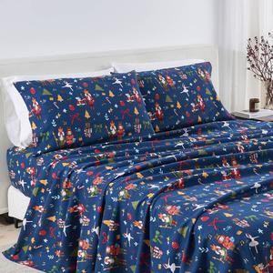 Freshfolds Cotton Happy Hillside Holiday 4pc. Flannel Sheet Set