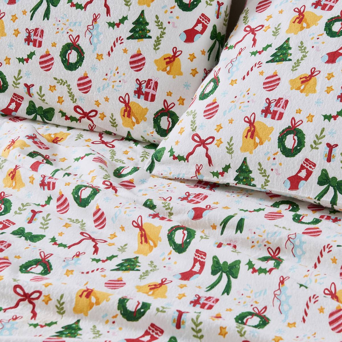 Freshfolds Cotton Holiday Festivities 4pc. Flannel Sheet Set