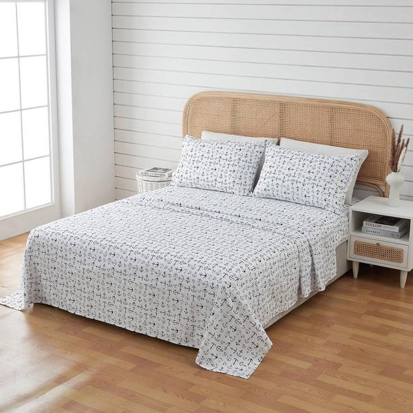 FreshFolds Newport Nautical Anchor Microfiber Sheet Set