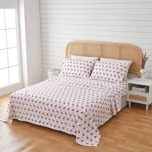 FreshFolds Newport Flamingos Microfiber Sheet Set