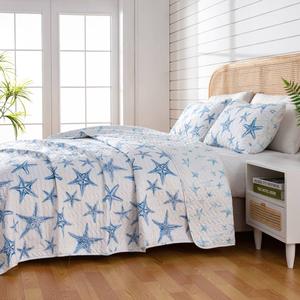 FreshFolds Trinidad 3pc. Reversible Blue Starfish Quilt Set alternate view