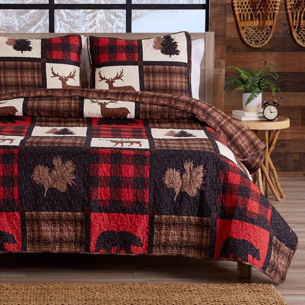 FreshFolds 3pc. Lodge Patchwork Reversible Quilt Set alternate view