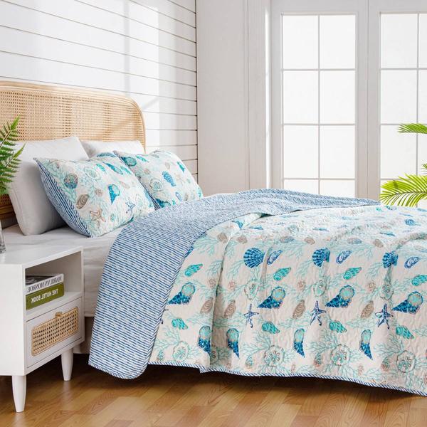 FreshFolds 3pc. Seashell Coastal Reversible 3pc. Quilt Set alternate view