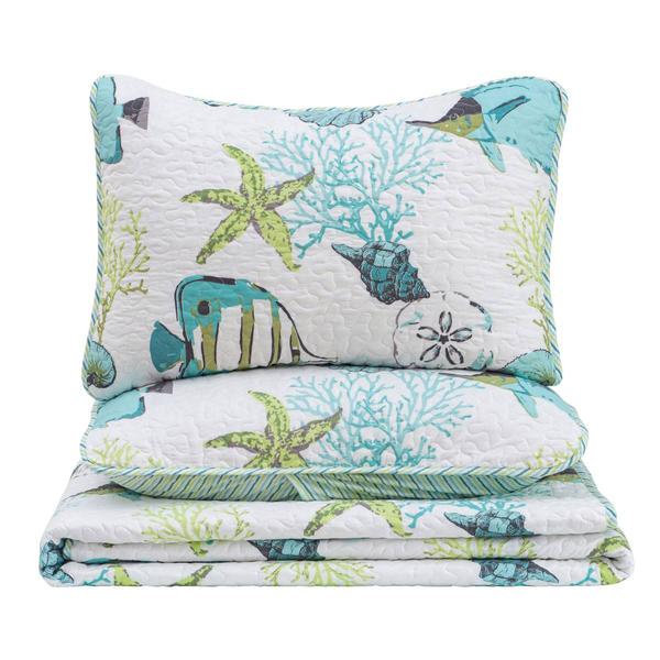 FreshFolds 3pc. Coastal Fish Themed Bedspread Quilt Set alternate view