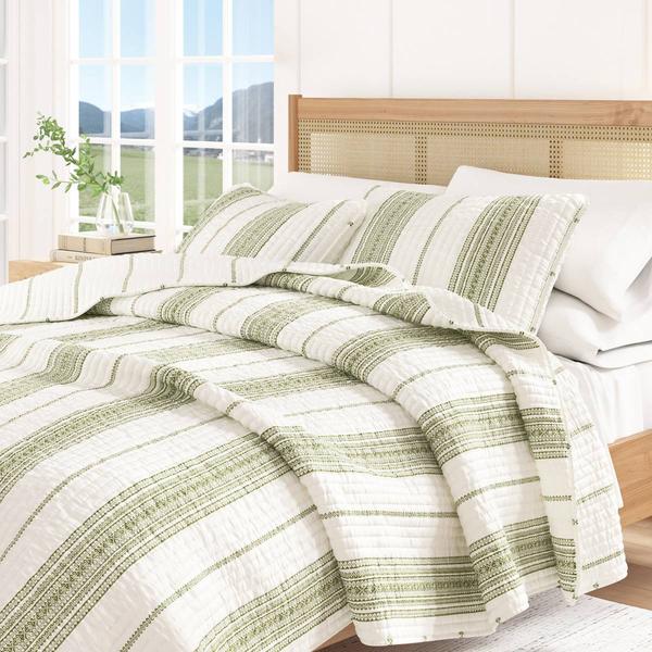 FreshFolds Wesley 3pc. Farmhouse Stripe Reversible Quilt Set