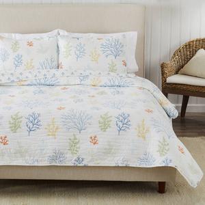 FreshFolds Maldives 3pc. Reversible Pastel Coral Quilt Set