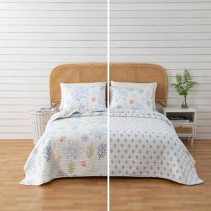 FreshFolds Maldives 3pc. Reversible Pastel Coral Quilt Set alternate view