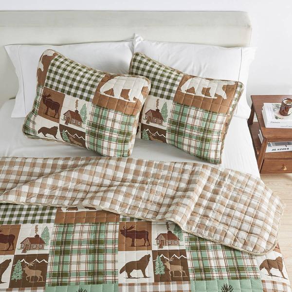 FreshFolds Matthew 3pc. Reversible Green Patchwork Quilt Set alternate view