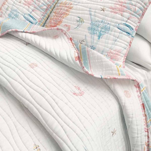 FreshFolds Caymen 3pc. Reversible Coral & Fish Coastal Quilt Set alternate view