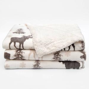 FreshFolds Cielo Moose Fleece Reversible Sherpa Blanket