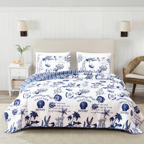FreshFolds 3pc. Nautical Coastal Themed Quilt Set