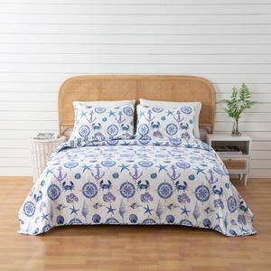 FreshFolds Azure 3pc. Reversible Nautical Quilt Set