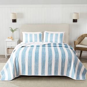 FreshFolds 3pc. Striped Anchor Coastal 3pc. Quilt Set
