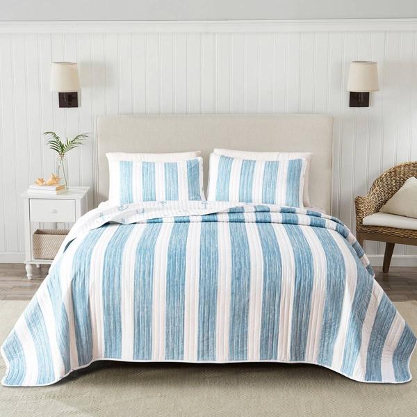 FreshFolds 3pc. Striped Anchor Coastal 3pc. Quilt Set