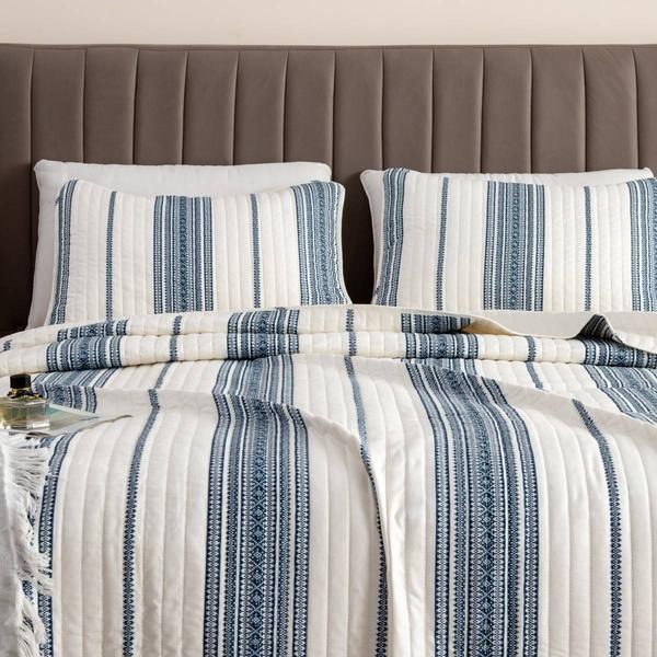 FreshFolds 3pc. Farmhouse Inspired Striped Reversible Quilt Set alternate view