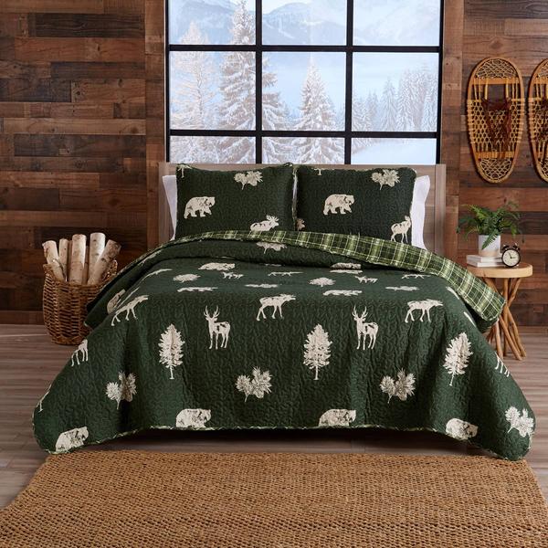 FreshFolds 3pc. Reversible Premium Forest-Themed Quilt Set