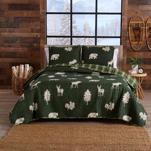 FreshFolds 3pc. Reversible Premium Forest-Themed Quilt Set