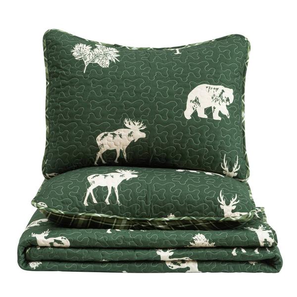 FreshFolds 3pc. Reversible Premium Forest-Themed Quilt Set alternate view