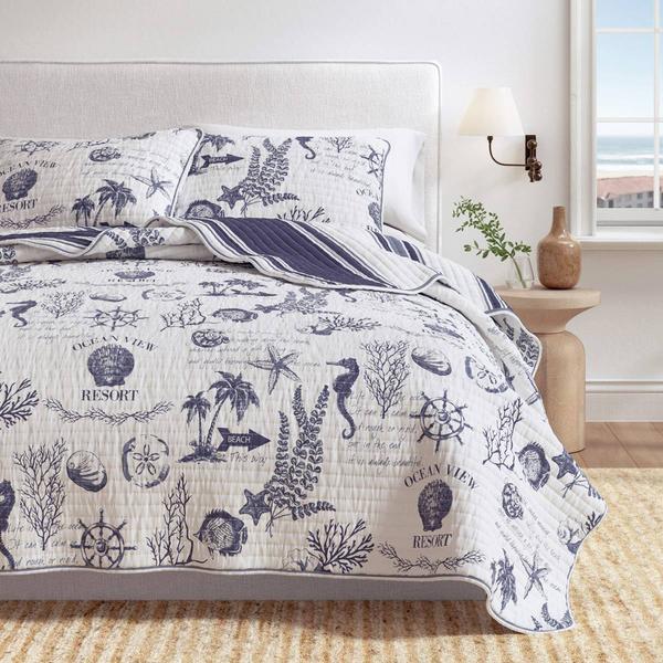 FreshFolds Calypso 3pc. Reversible Coastal Quilt Set