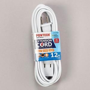 POWTECH 12ft. White Extension Cord