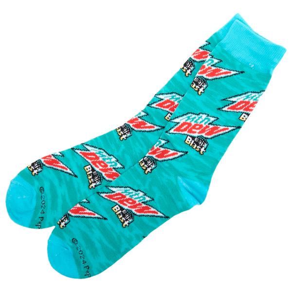 Mens Crazy Socks Mtn Dew Baja Blast Crew Socks