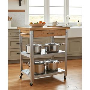 eccostyle(tm) Solid Bamboo & Stainless Steel Kitchen Cart w/Drawer